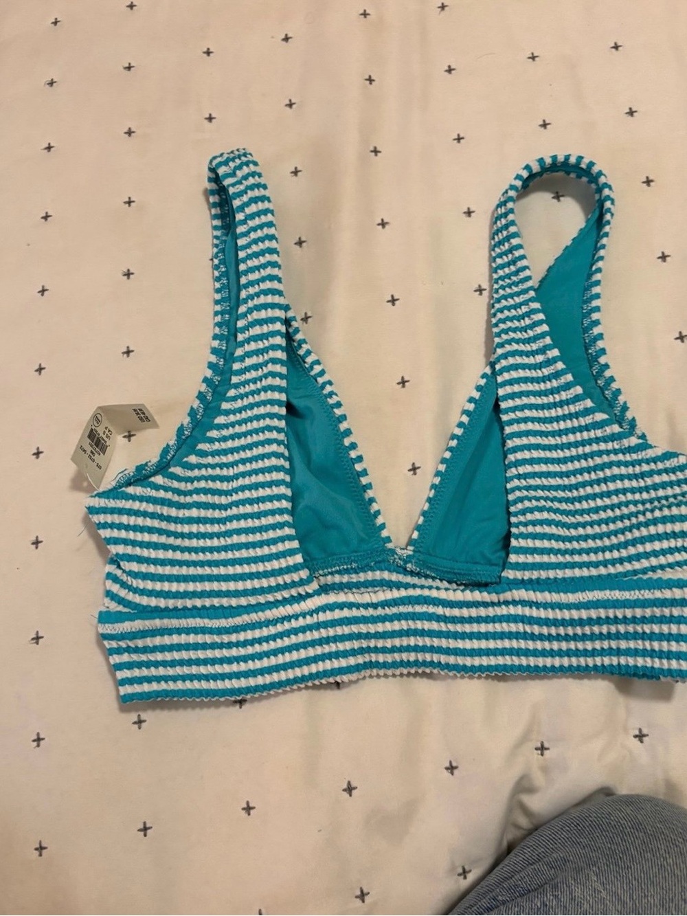 Aerie Crinkle Blue & White Bikini Top - Picture 2 of 5
